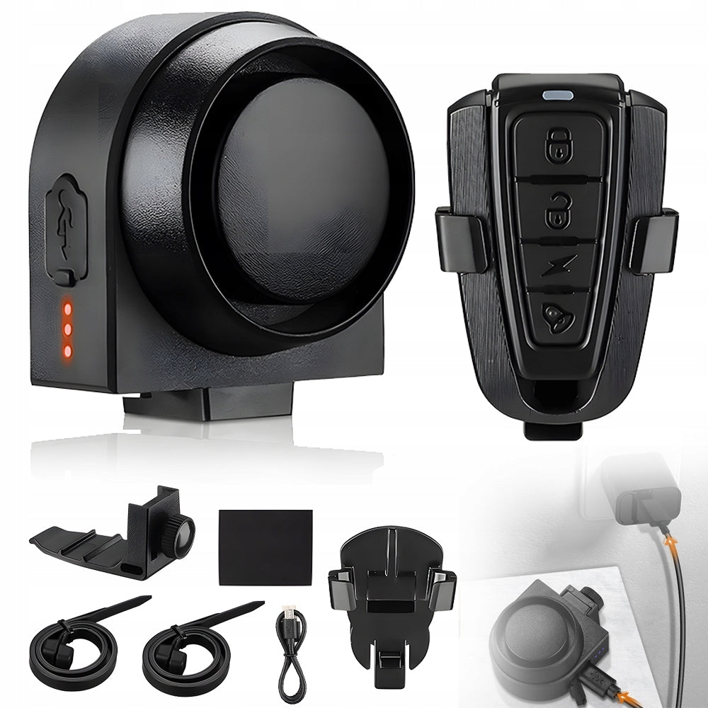 ALARM WIRELESS MOTORCYCLE BIKE ANTI-THEFT ALARM WITH REMOTE CONTROL, BLACK