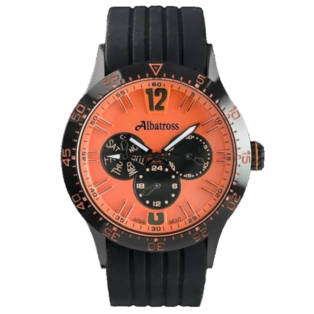 ALBATROSS MEN'S WATCH ABPA63 Black Rubber Strap Orange Dial