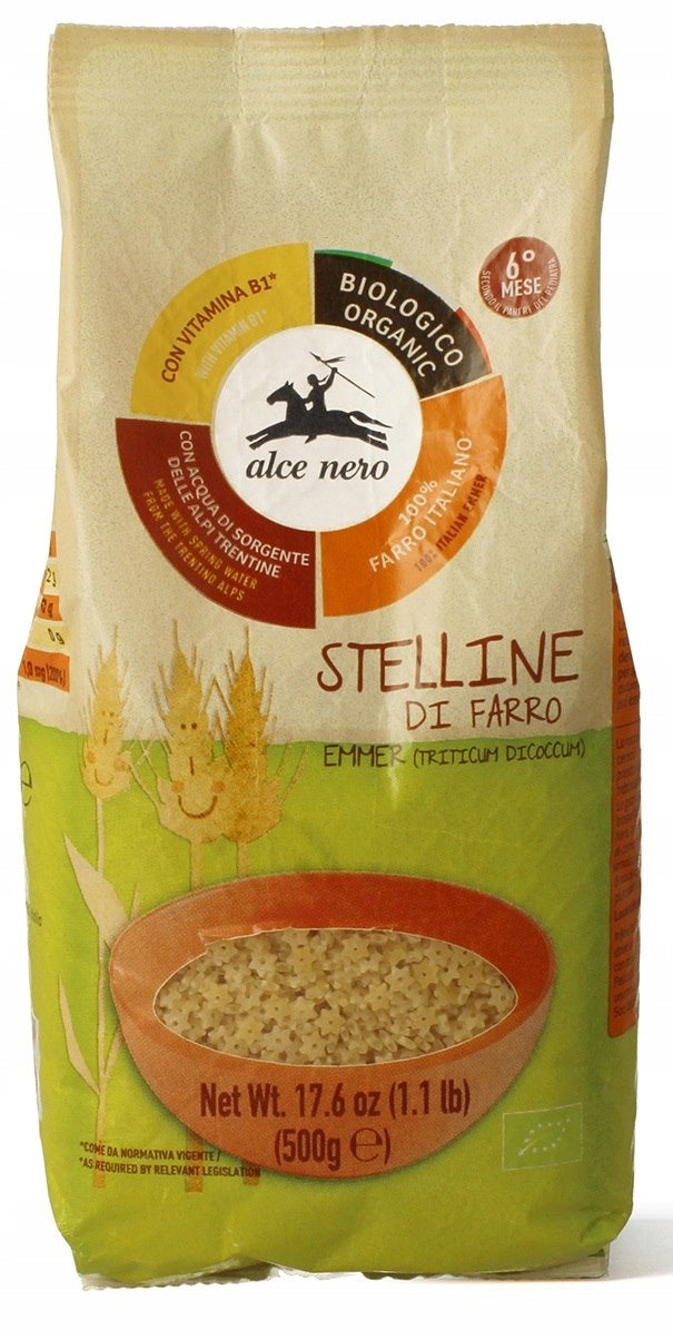 ALCE NERO - 2x PASTA WITH FLATBED STARS FOR CHILDREN FROM 6 MONTHS BIO 500 g Brand Alce Nero