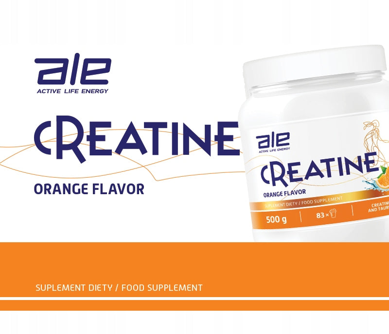 ALE Creatine Orange Flavor, Powder, Orange Flavor, 500 g Expiration date at least 3 months from the date of purchase