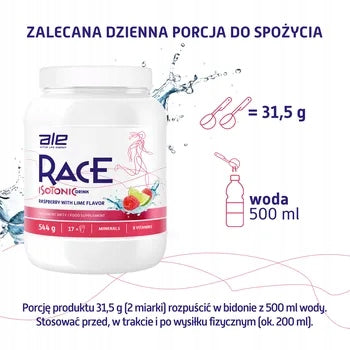 ALE Race Isotonic Drink 544 g – Raspberry & Lime, Energy & Hydration Expiration date at least 1 year from the date of purchase