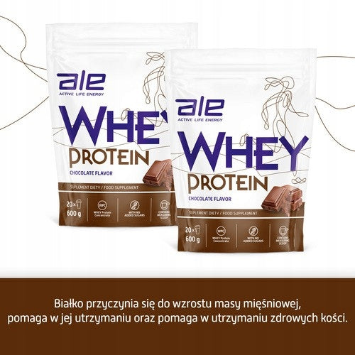 ALE Whey Protein Chocolate 600 g protein supplement muscles and energy Expiration date not specified