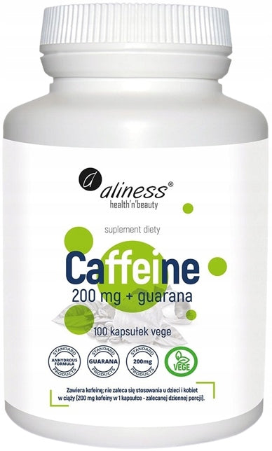 ALINESS Caffeine + Guarana 100 kaps CAFFEINE Energy Fatigue Concentration