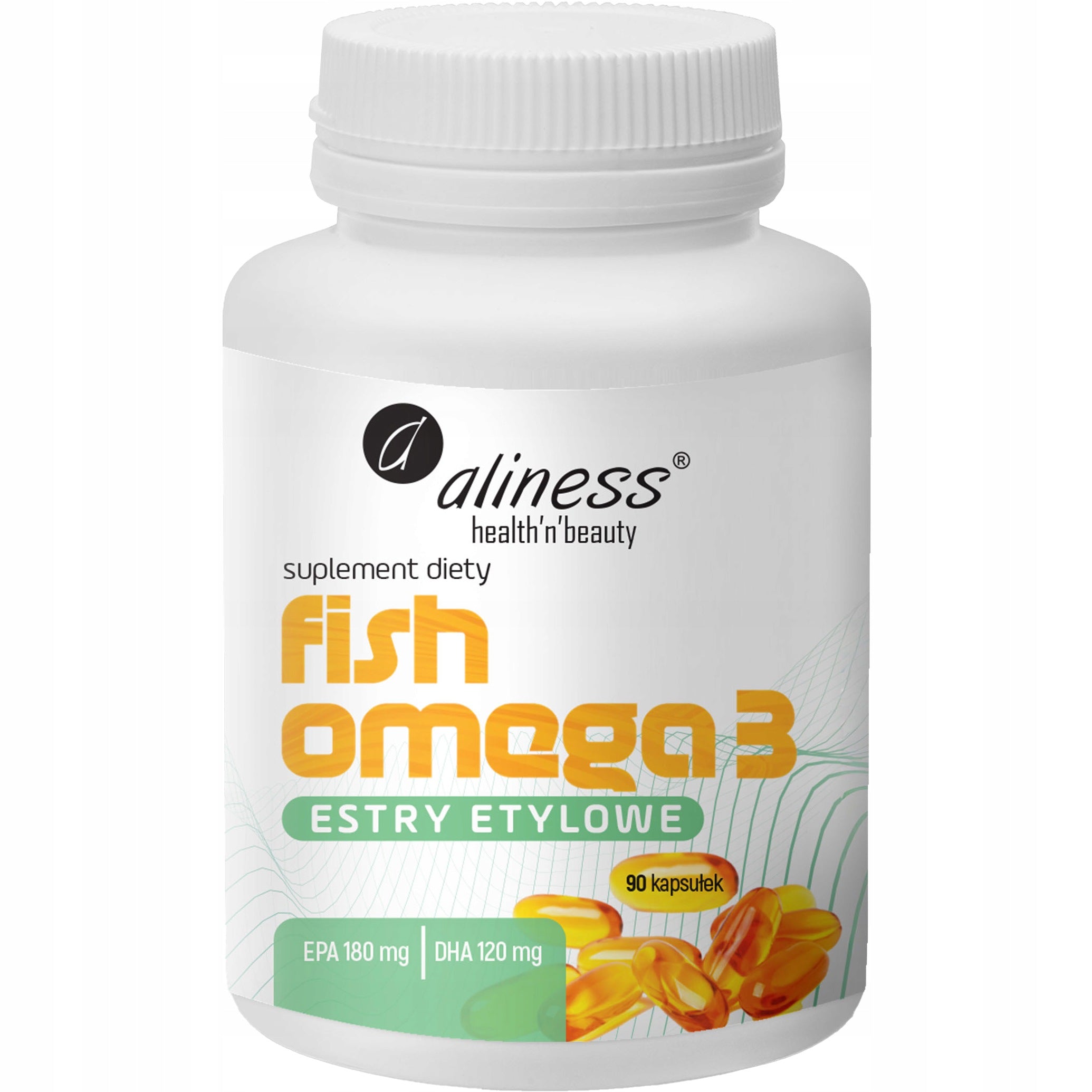 ALINESS Fish Omega 3 Ethyl Esters EPA/DHA 180/120mg Fatty Acids 90caps Weight 150 g