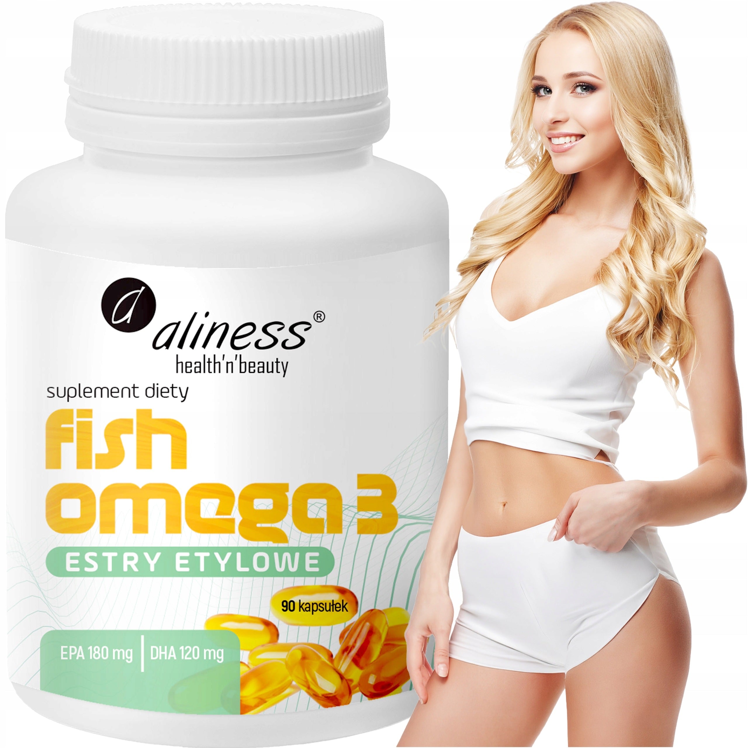 ALINESS Fish Omega 3 Ethyl Esters EPA/DHA 180/120mg Fatty Acids 90caps