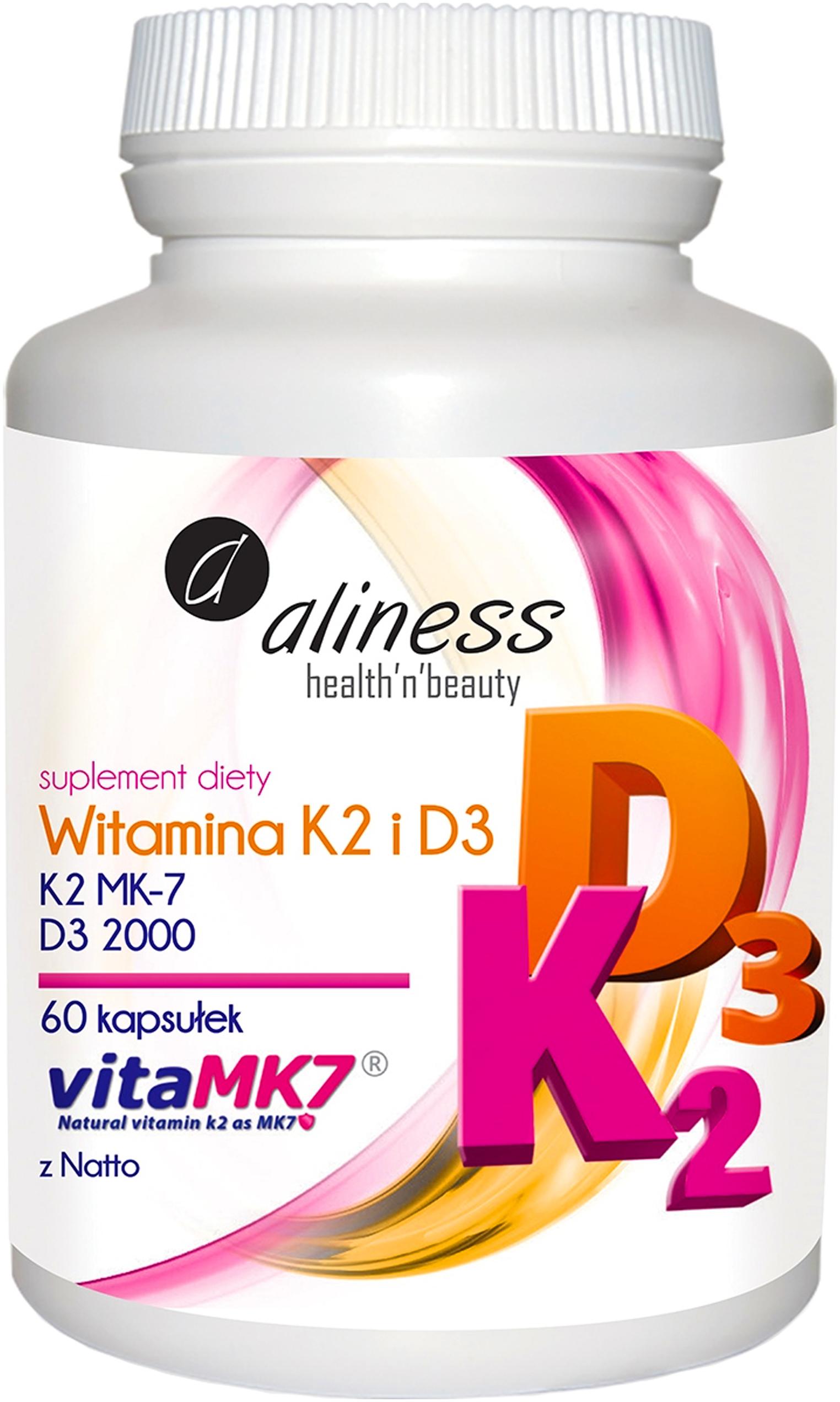 ALINESS K2D3 natural Vitamin D3 2000 IU with K2 MK7 60 kap BONE RESISTANCE