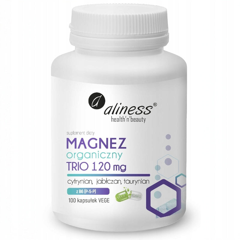 ALINESS Organic magnesium TRIO with B6 100caps. citrate malate taurate