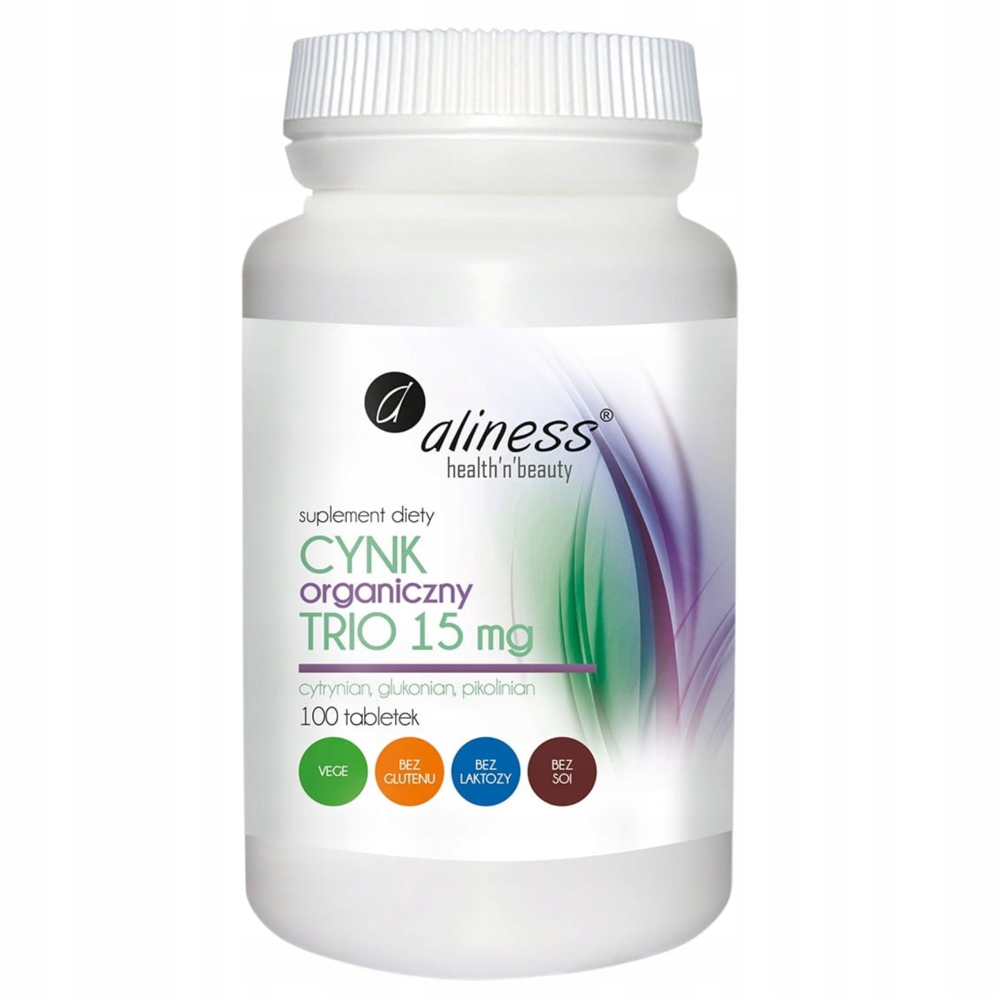 ALINESS Organic zinc TRIO 15 mg 100 tabl. dietary supplement adult children