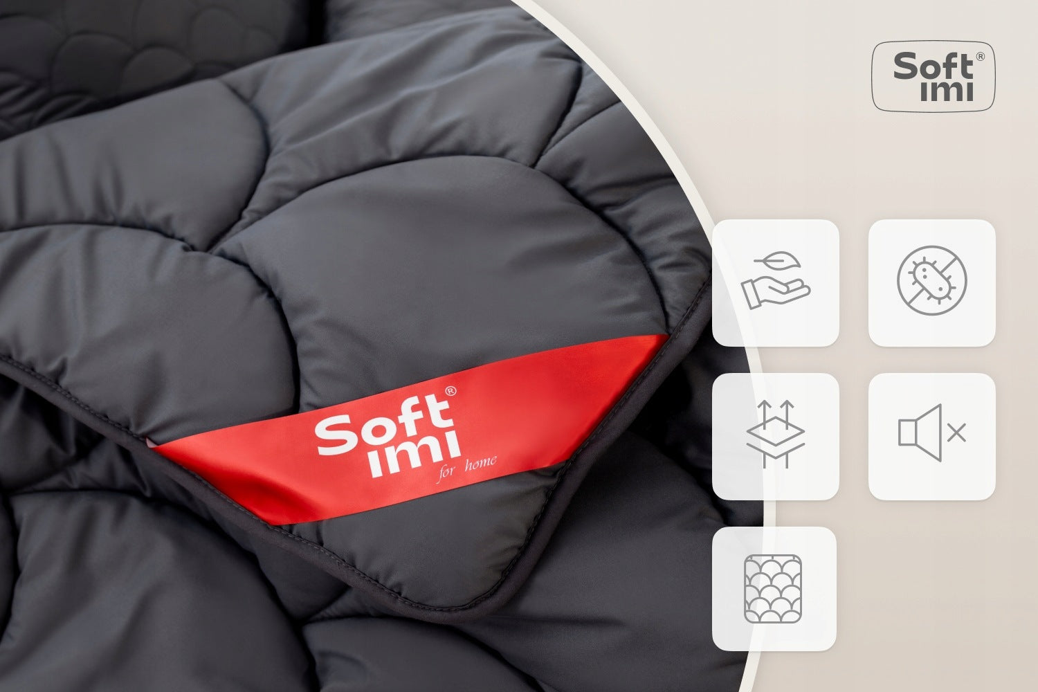ALL-SEASON ANTI-ALLERGIC QUILT 200X220 + 2 PILLOWS 70X80 GREY SET Comforter cover width 220 cm