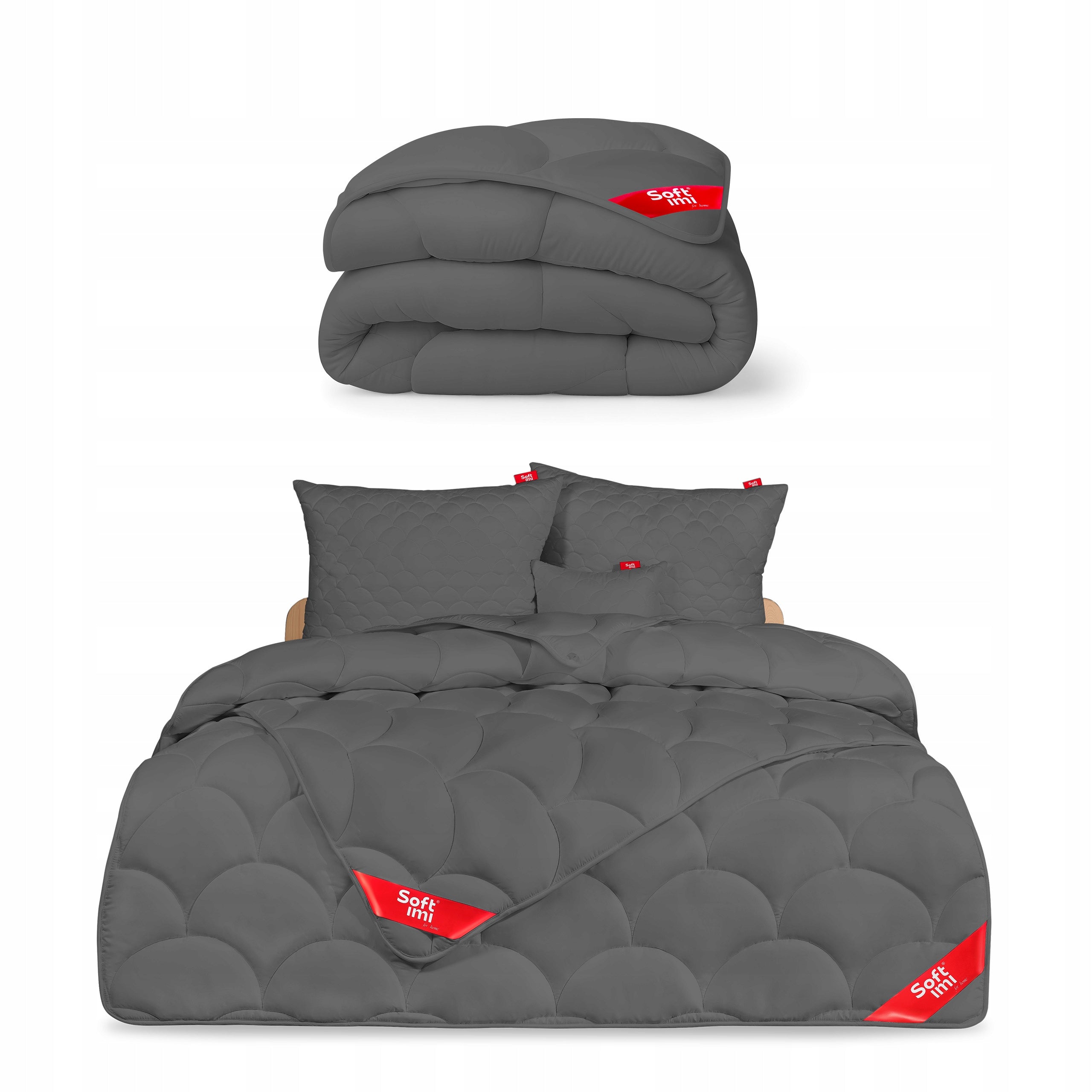 ALL-SEASON ANTI-ALLERGIC QUILT 200X220 + 2 PILLOWS 70X80 GREY SET