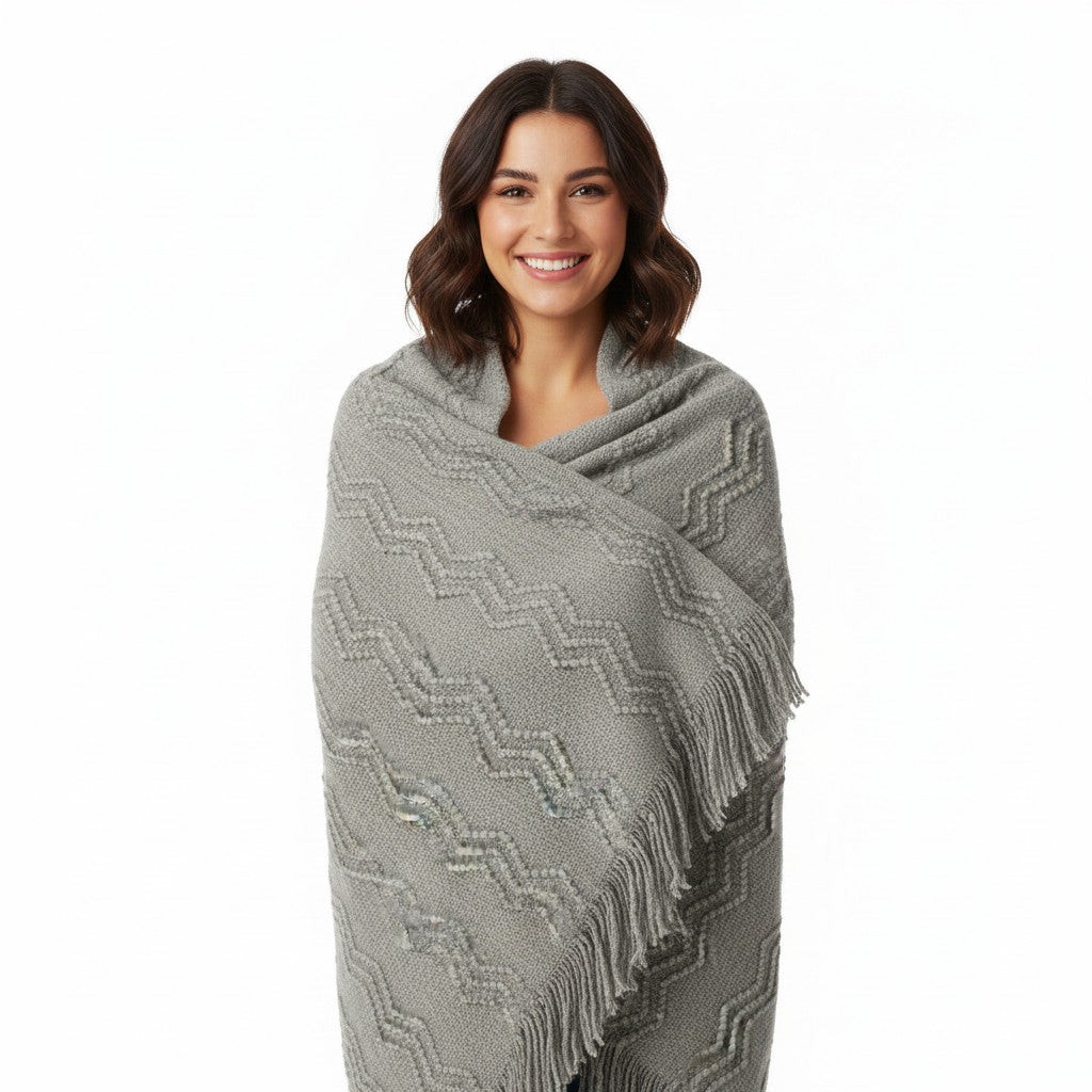 ALL-SEASON BLANKET ACRYLIC LYON WITH FRINGES 130X170CM GREY SCANDINAVIAN STYLE EAN (GTIN) 5902340683712