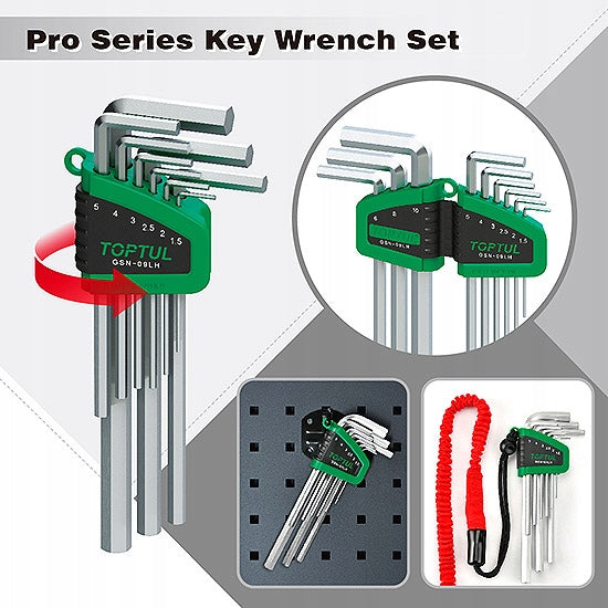 ALLEN WRENCHES HEX ALLEN 1,5-10 9pcs ALLEN SET TOPTUL GSN-09SH Brand Toptul