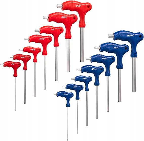 ALLEN WRENCHES WITH HANDLE T 14 PCS. SAE METRIC CR V FOR KEY REPAIRS Brand Technik