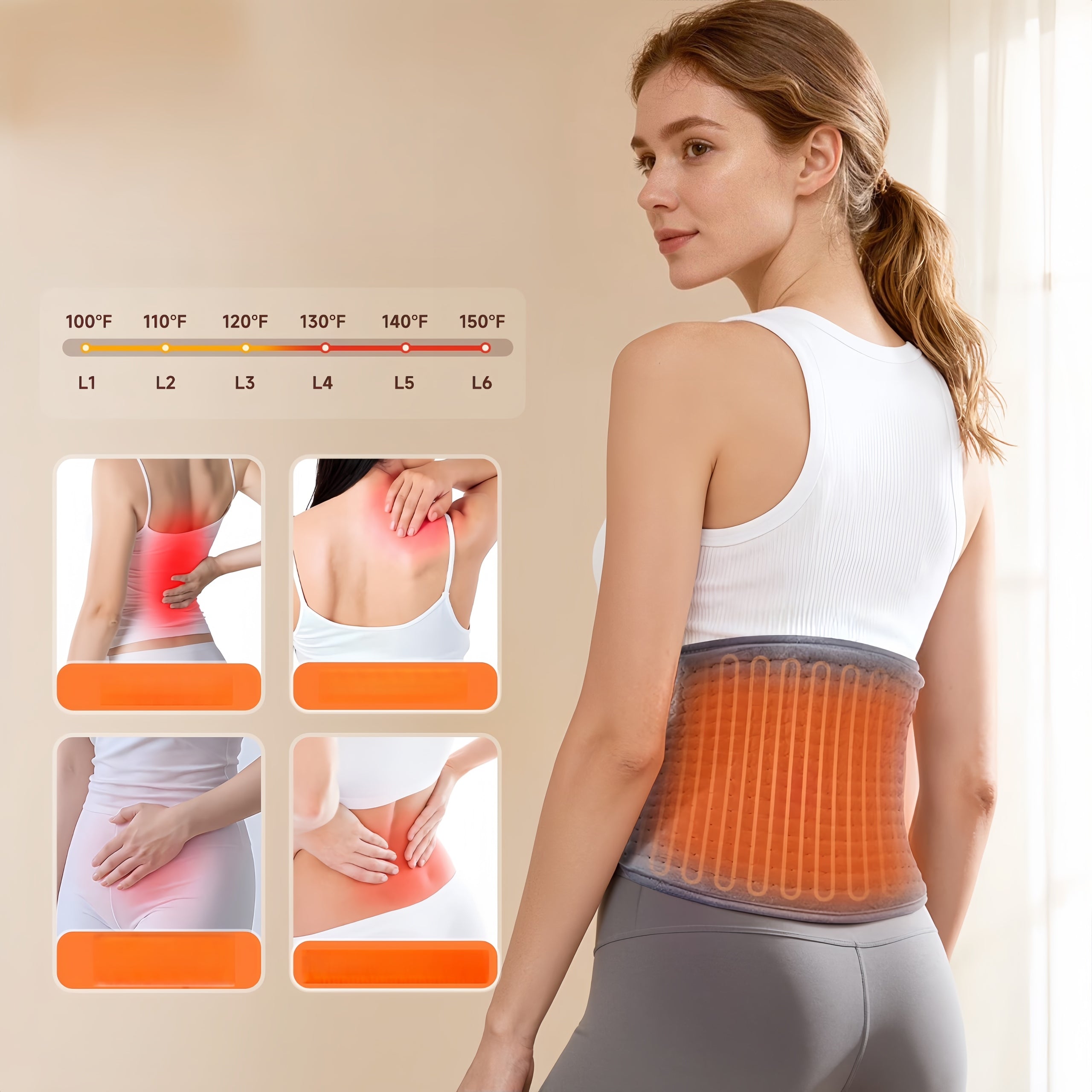 ALLJOY Adjustable Heated Hip Belt Fast Heating for Back & Waist Pain Relief Medical device no