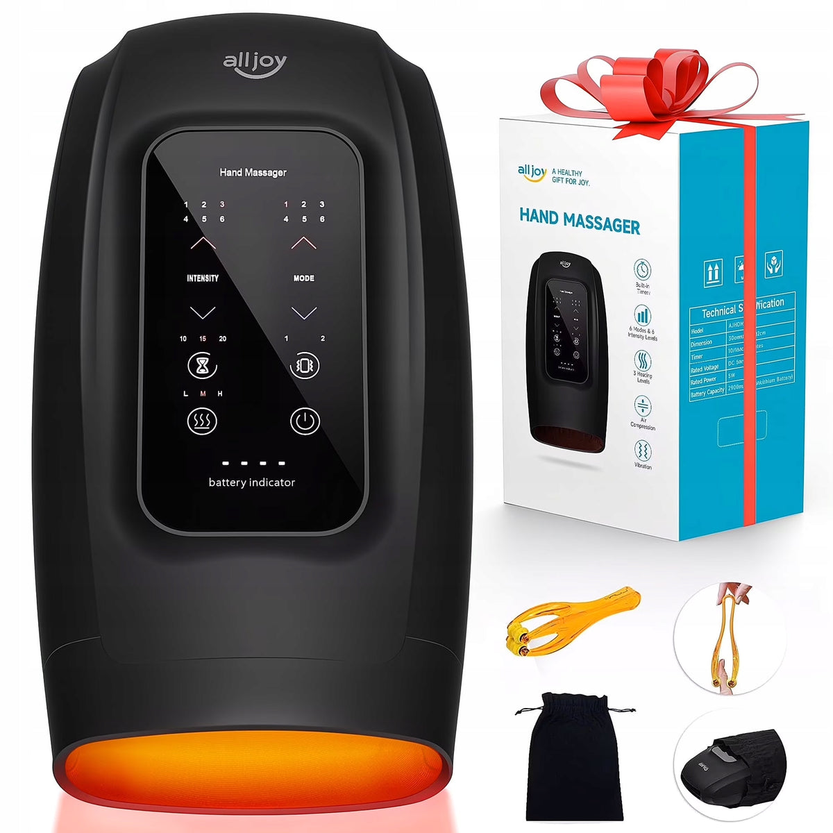 ALLJOY Wireless Hand Massager with Heating for Arthritis & Hand Pain Relief