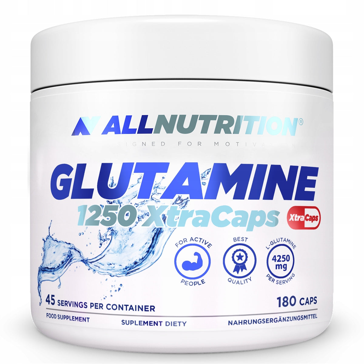 ALLNUTRITION GLUTAMINE 1250 XTRACAPS 180 capsules Expiration date at least six months from the date of purchase