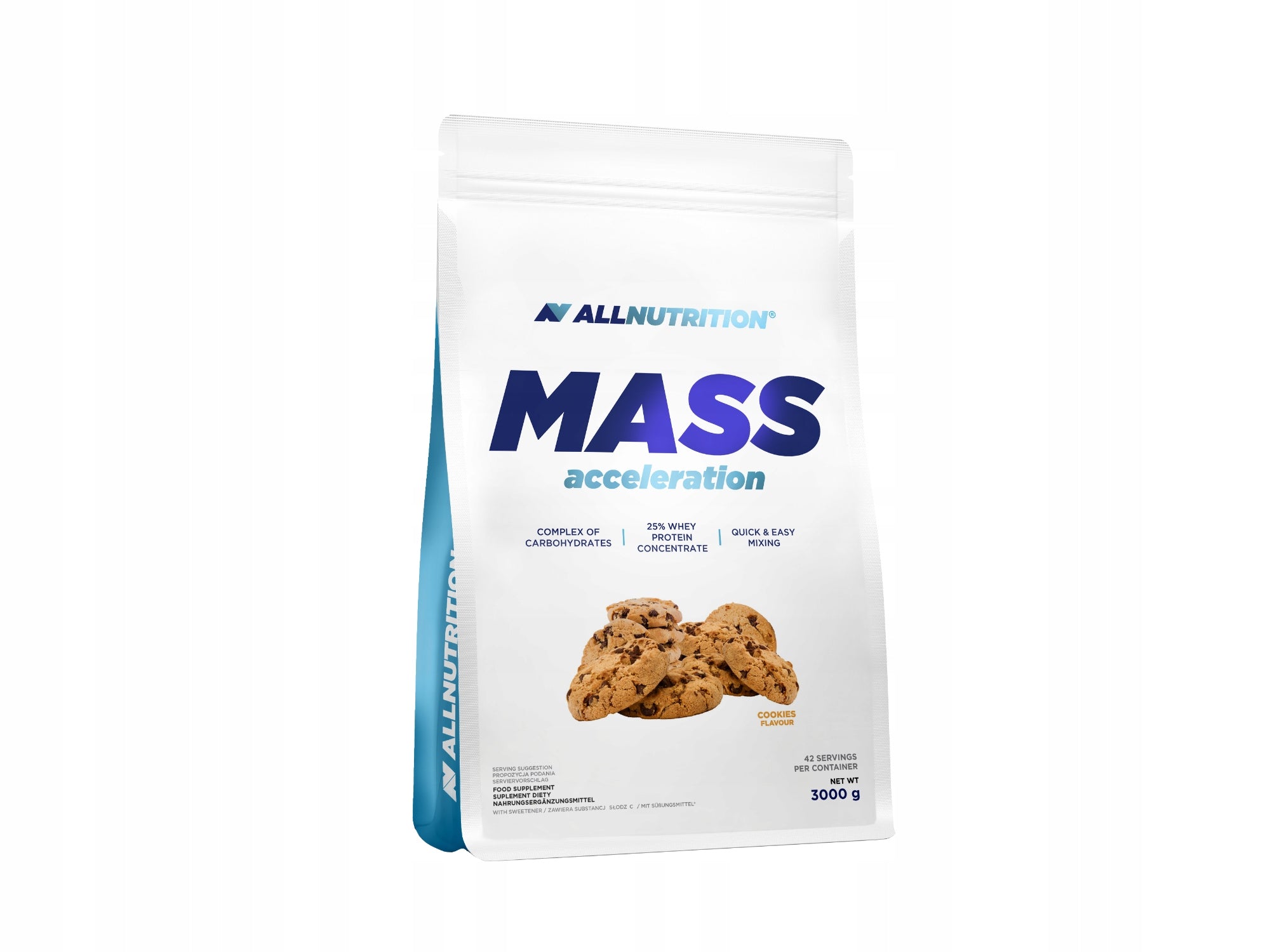 ALLNUTRITION MASS ACCELERATION 3000g COOKIE GAINER PROTEIN CARBOHYDRATES MASS