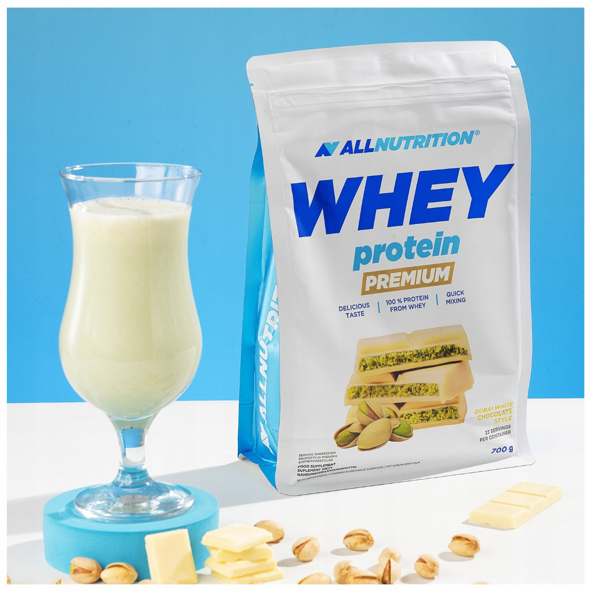 ALLNUTRITION WHEY PROTEIN PREMIUM 700g DUBAI WHITE CHOCOLATE PROTEIN WPC Packaging status original