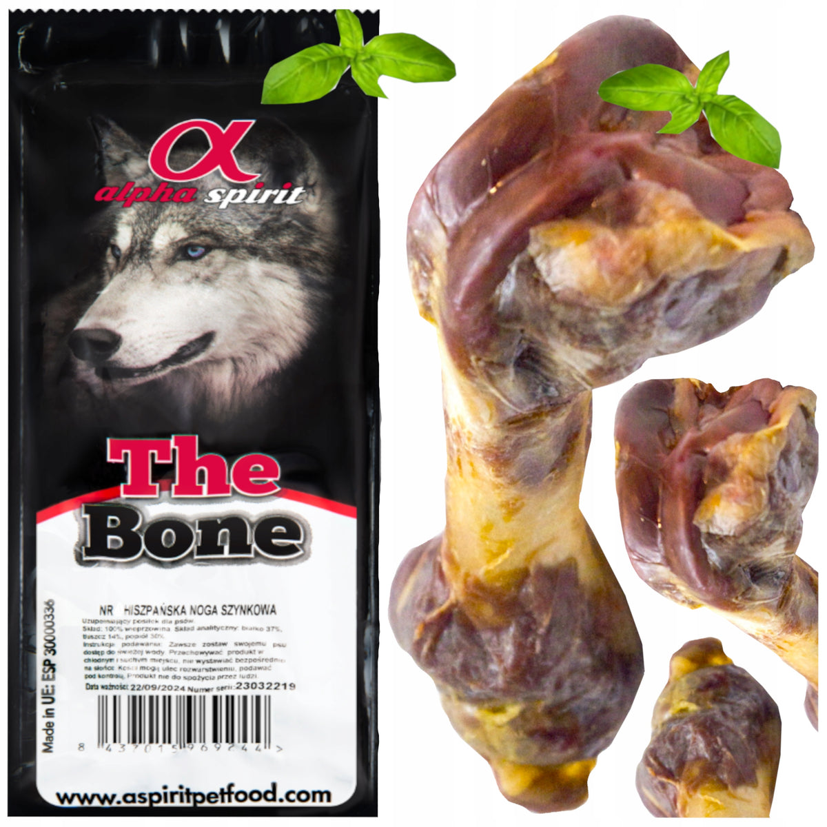 ALPHA SPIRIT PORK BONE HARD TEETHER NATURAL LARGE FOR DOG DOGS