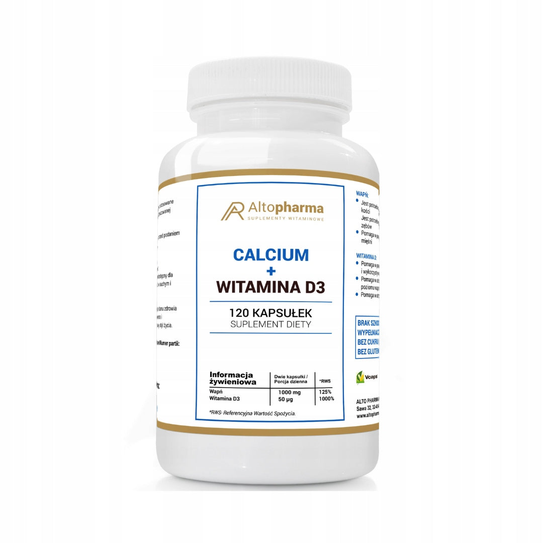 ALTO PHARMA Calcium 1000mg + Vitamin D3 2000IU 120 capsules