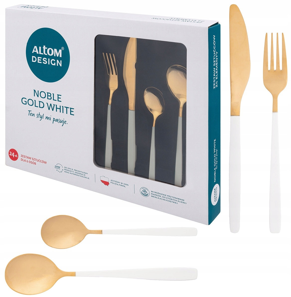 Altom Noble Gold White stalo įrankių rinkinys, 24 vnt