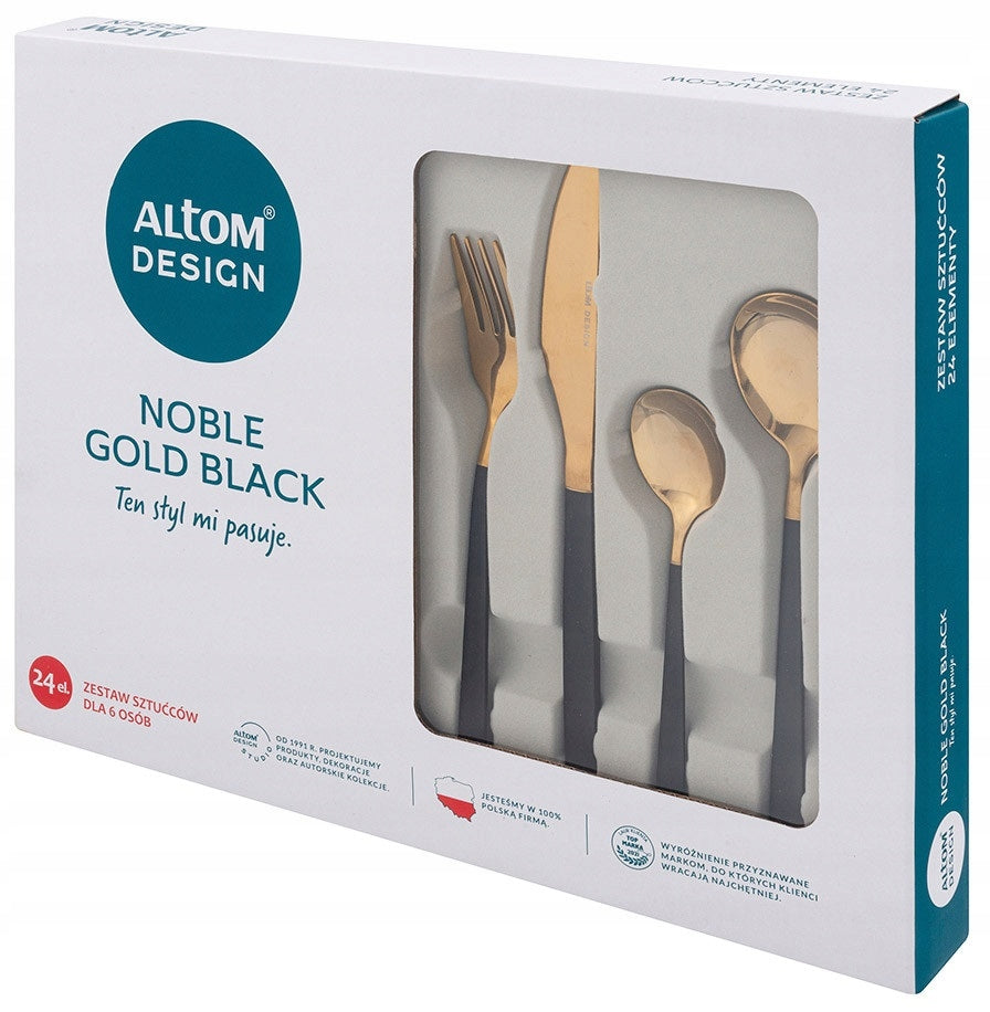 Altom Noble Gold Black stalo įrankių rinkinys, 24 vnt
