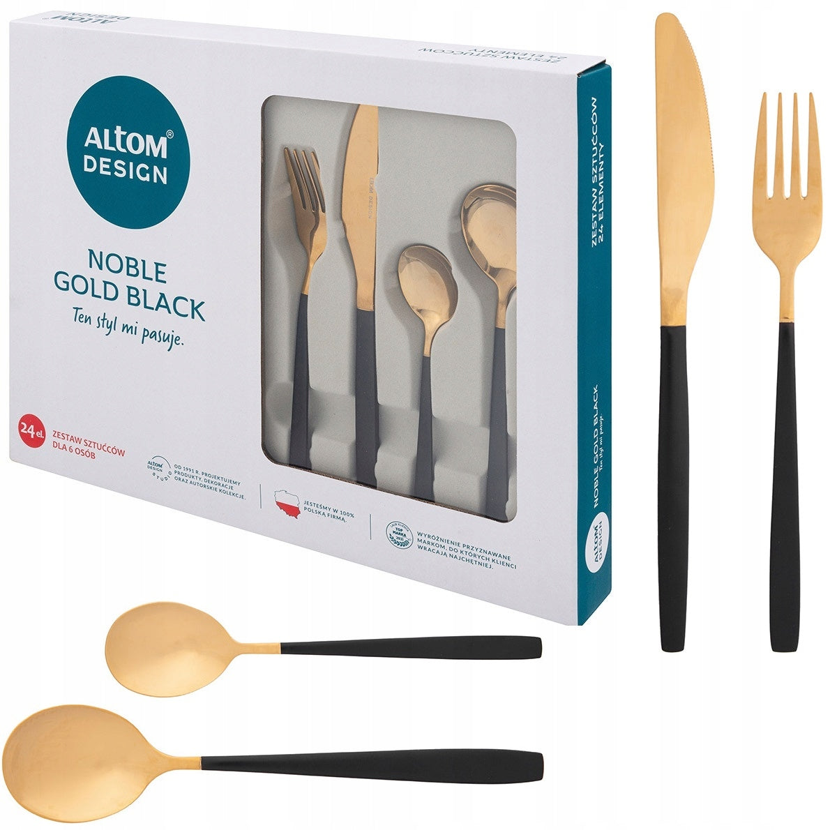 Altom Noble Gold Black stalo įrankių rinkinys, 24 vnt