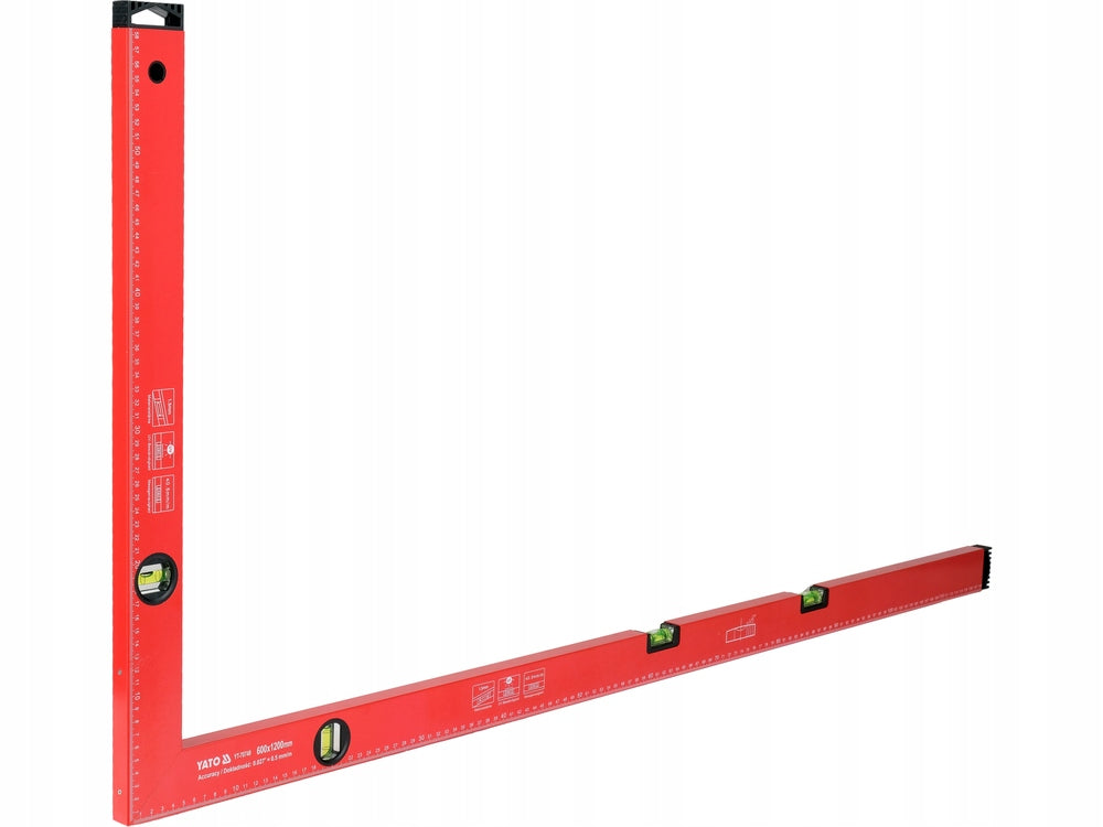 ALUMINIUM ANGLE 1200X600MM LIGHTWEIGHT READABLE 4 LIBELLE ACCURACY 0,5mm/m Brand Yato