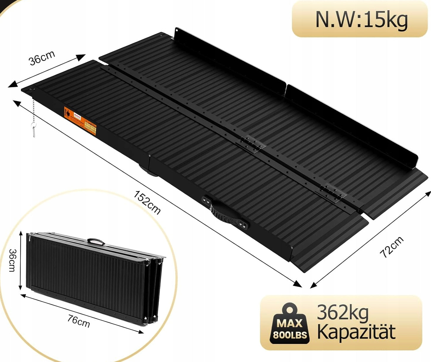 ALUMINIUM FOLDING RAMP 152X72 360KG WHEELCHAIRS BICYCLES MOTORBIKES Brand no brand