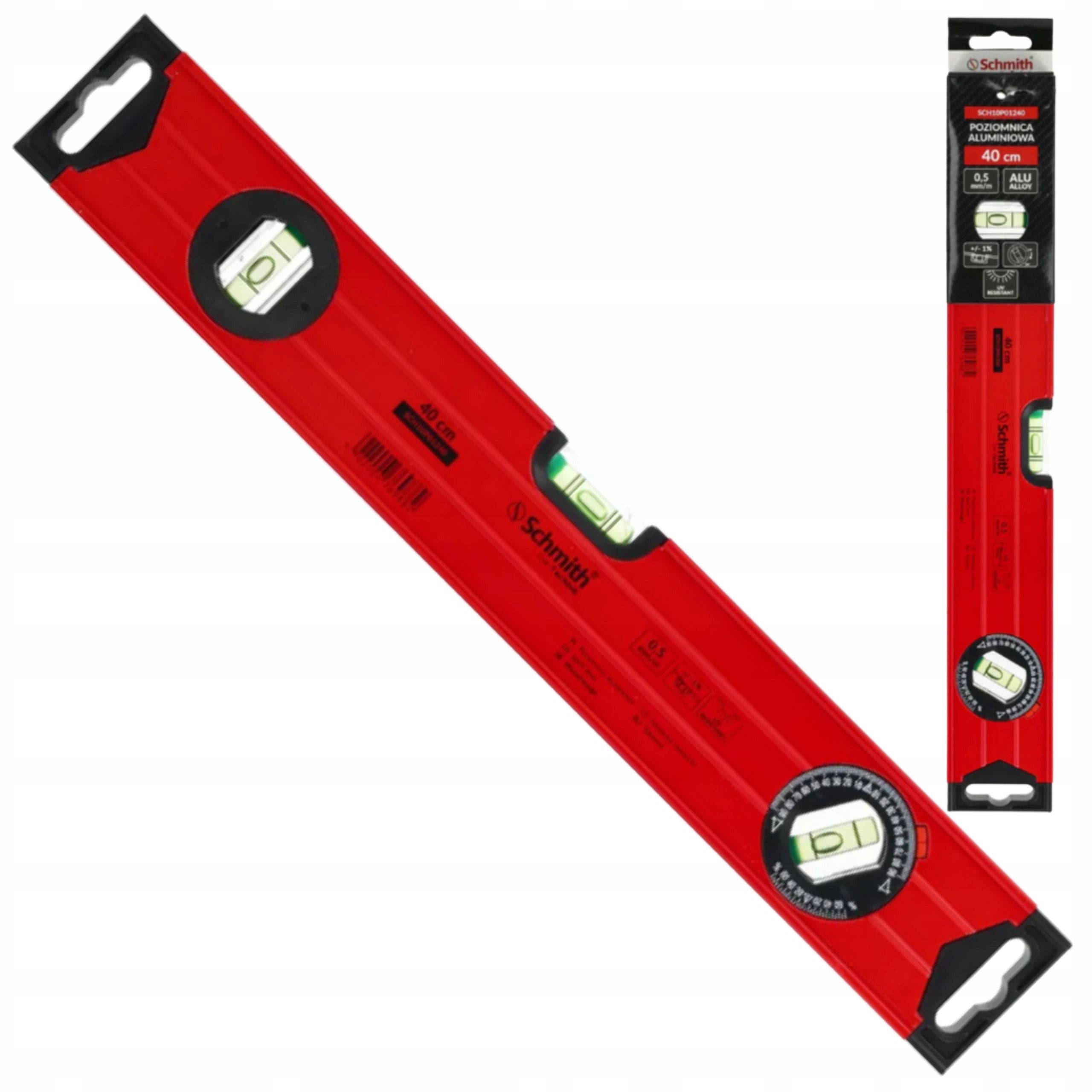 ALUMINIUM LEVEL 40cm 3 LIBELS ANGLE ADJUSTMENT SCHMITH