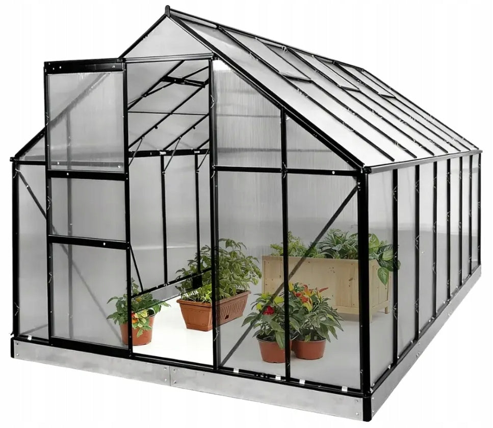 ALUMINIUM POLYCARBONATE GREENHOUSE 4 mm – 11 m² BLACK Packaging status original