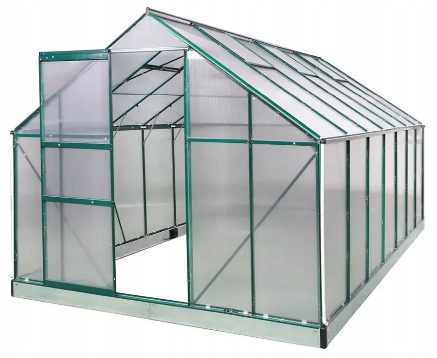 ALUMINIUM POLYCARBONATE GREENHOUSE 4 mm – 11 m² GREEN Manufacturer code 85956