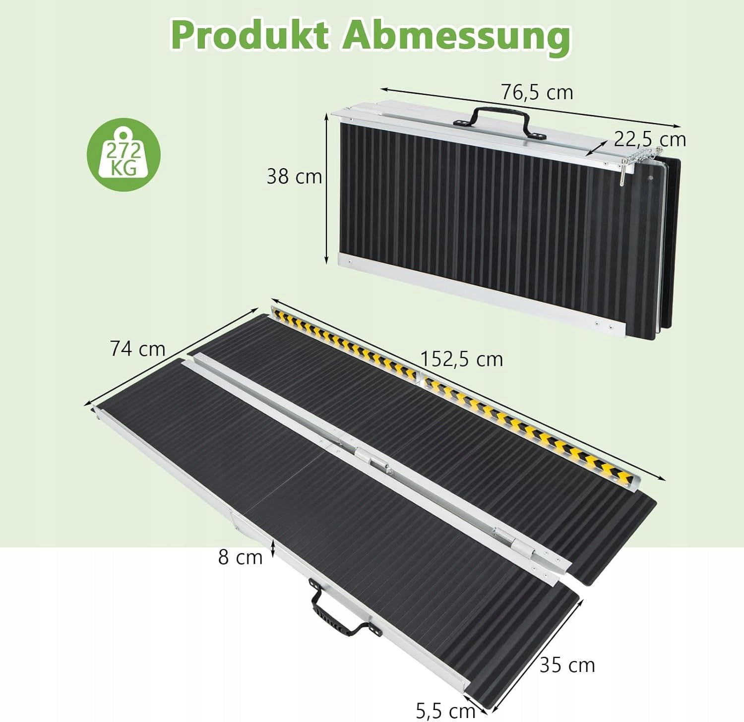 ALUMINIUM RAMP FOLDING TROLLEYS BICYCLES RAMPS FOLDING 152X74X8 270KG Manufacturer code 152X74S