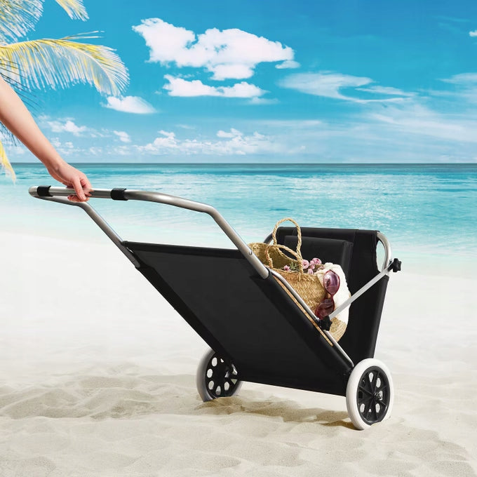 ALUMINIUM SUN LOUNGER WITH ROOF ON WHEELS Packaging status original