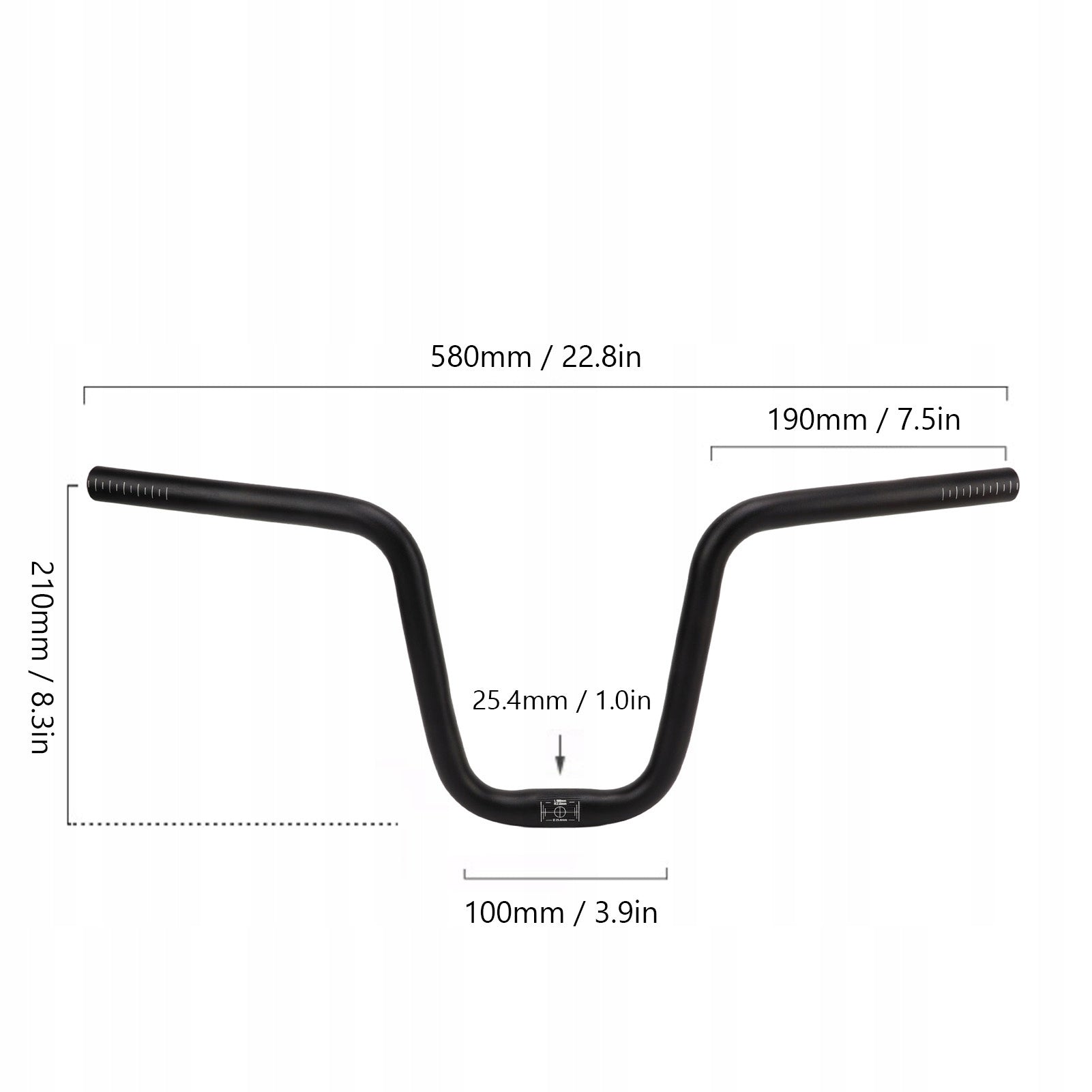 ALUMINUM ALLOY BICYCLE HANDLEBAR 580X210 MM PIPE DIAMETER 25,4 CM Brand no brand