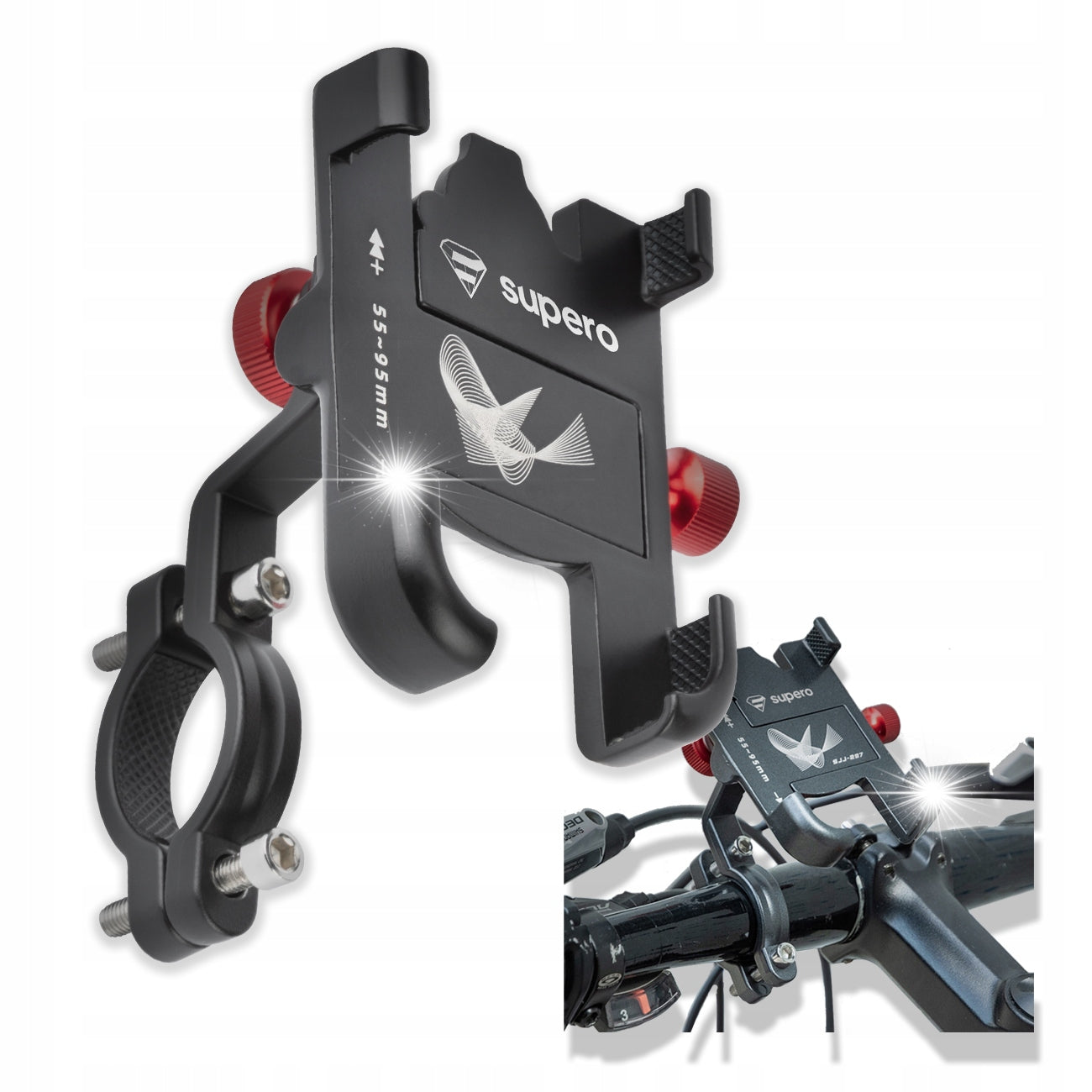 ALUMINUM BICYCLE PHONE HOLDER FOR MOTORCYCLE HANDLEBARS SCOOTER STROLLER
