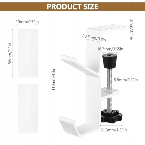ALUMINUM DESK BAG HOLDER ADJUSTABLE HOOK FOR 5KG 2PCS Manufacturer code Bez marki
