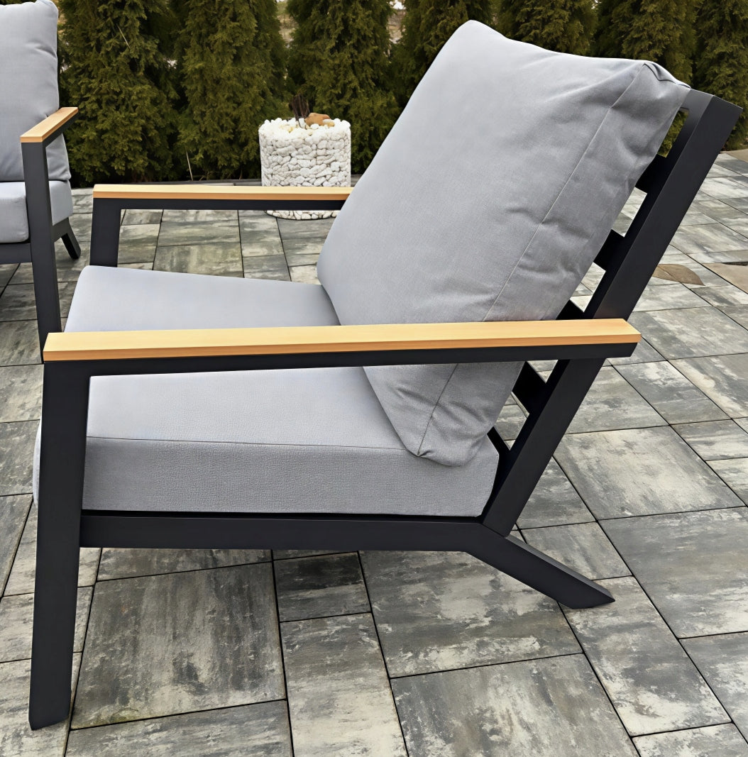 ALUMINUM GARDEN FURNITURE SET SOFA 3 PERS + 2 ARMCHAIRS TABLE TERRACE Color beige