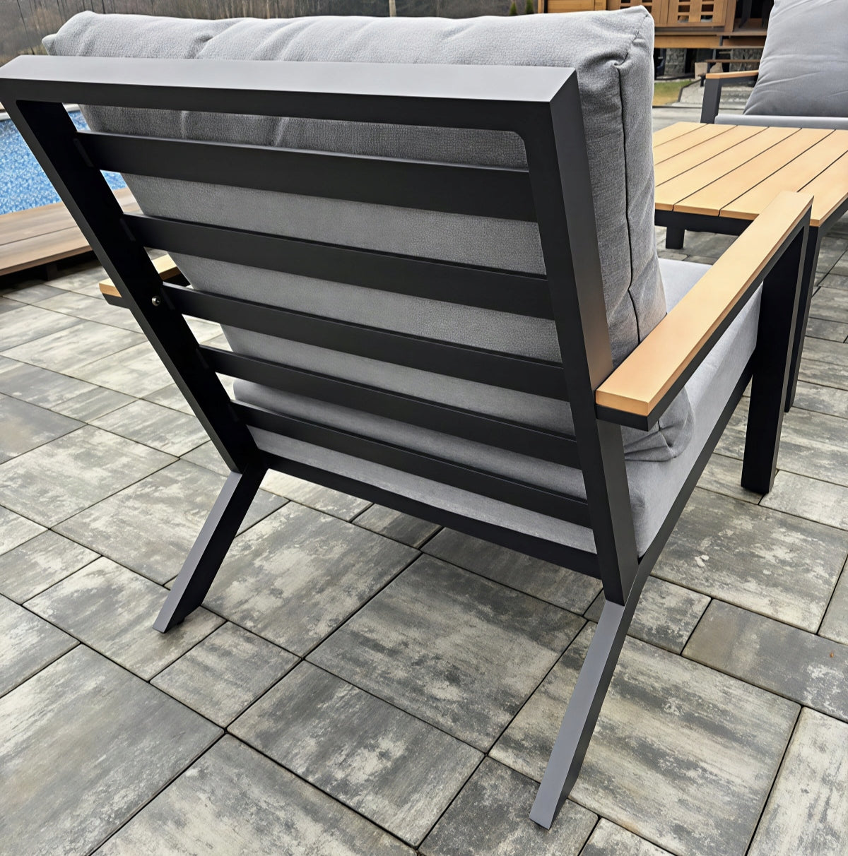 ALUMINUM GARDEN FURNITURE SET SOFA 3 PERS + 2 ARMCHAIRS TABLE TERRACE Line 10