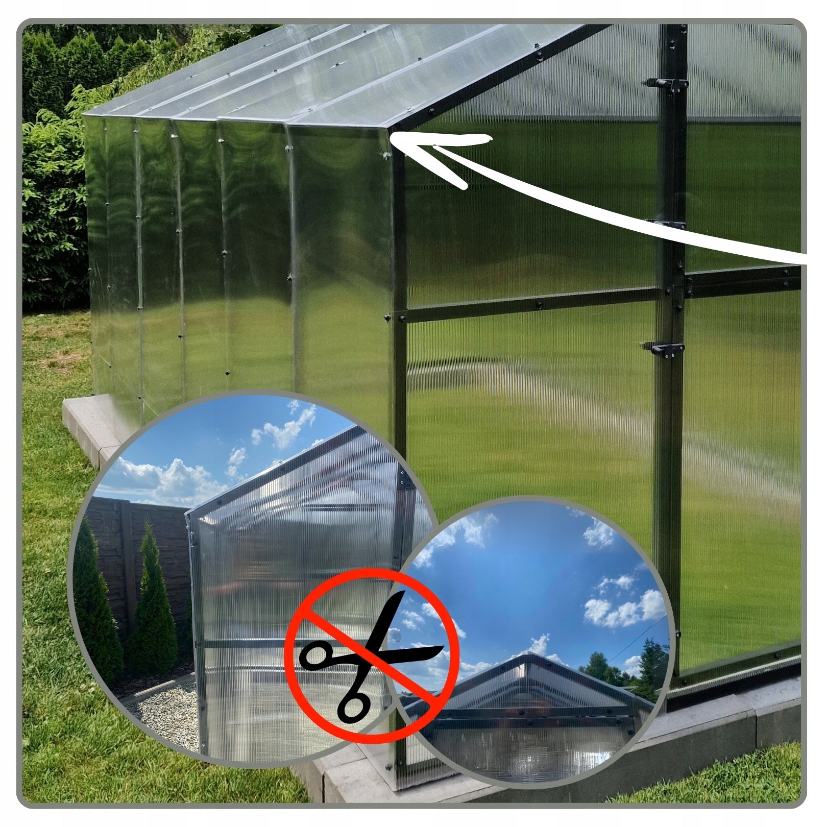 ALUMINUM GARDEN GREENHOUSE 12,6m2 POLYCARBONATE TUNNEL 210X606 PTF Product weight with unit packaging 80 kg