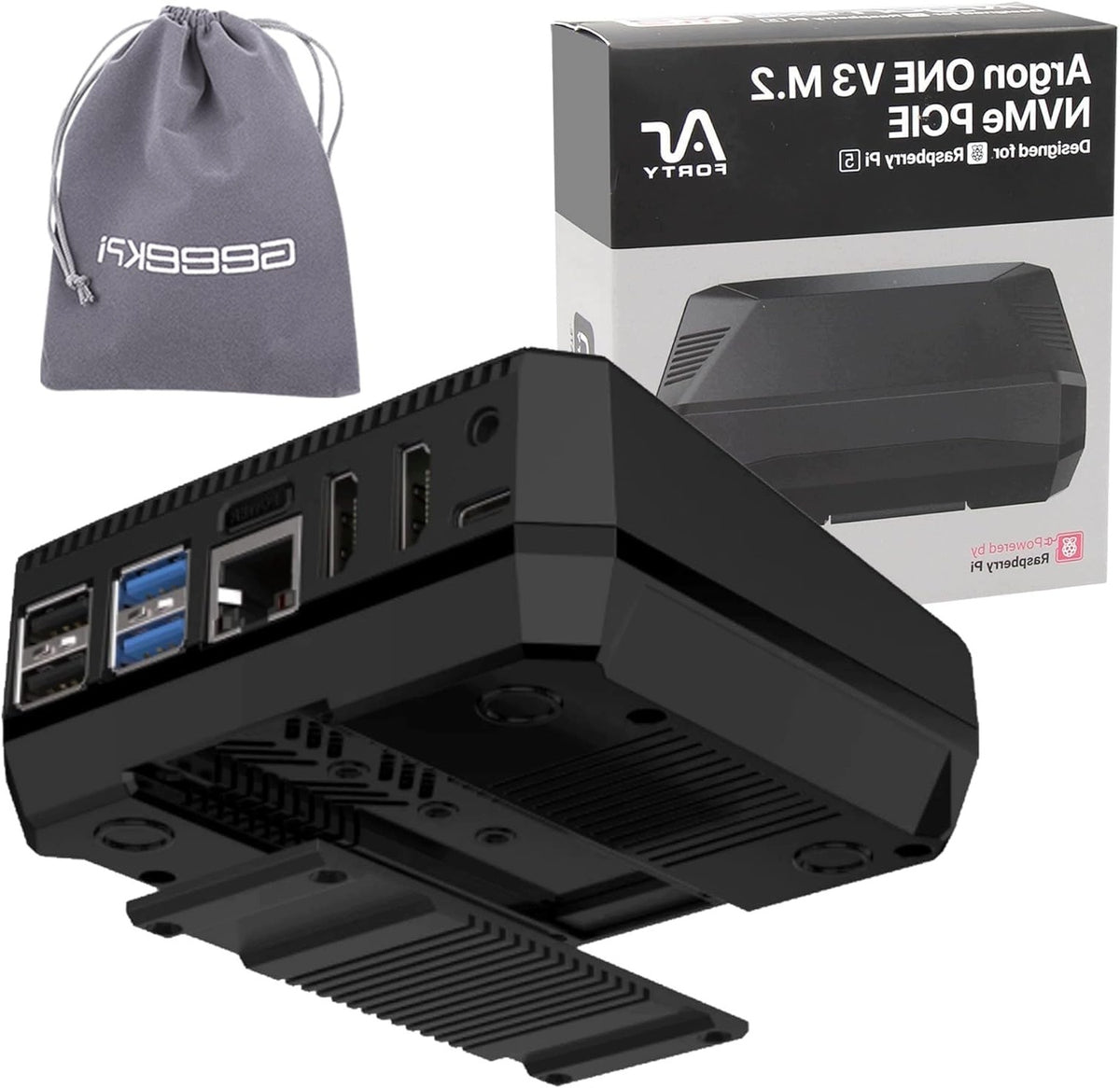 ALUMINUM HOUSING FOR RASPBERRY PI 5 WITH M2 NVME PCIE PWM FAN