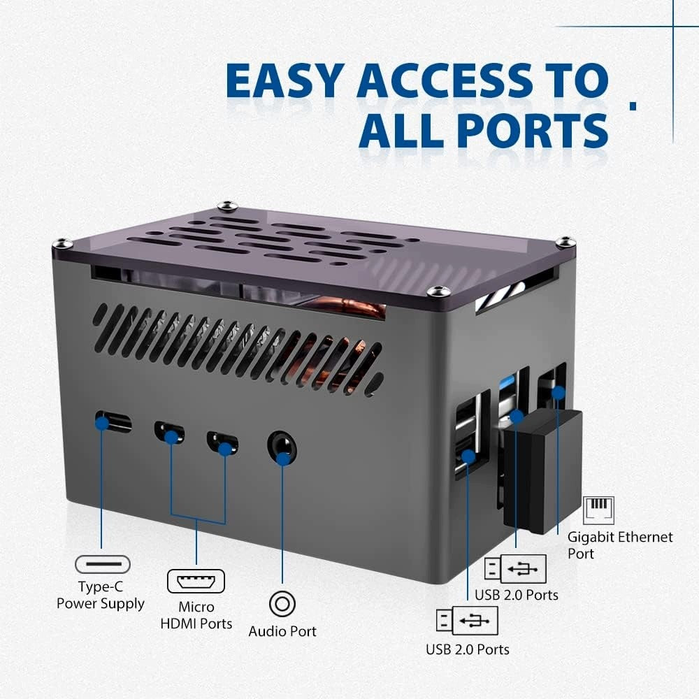 ALUMINUM HOUSING US TO PI 4 WITH ICE TOWER COOLER AND M2 SATA Manufacturer code 5908040548504
