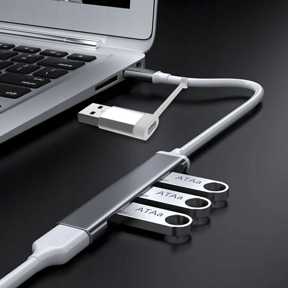 ALUMINUM HUB USB 3 SPLITTER - 4 USB-A/C PORTS WITH ADAPTER - SMARTPHONE Packaging status original