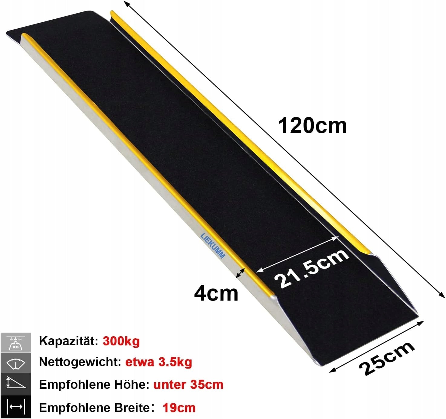 ALUMINUM LOADING RAMP STRONG OVERRUN 120cm for motorcycles up to 300kg Manufacturer code LIEKUMMN