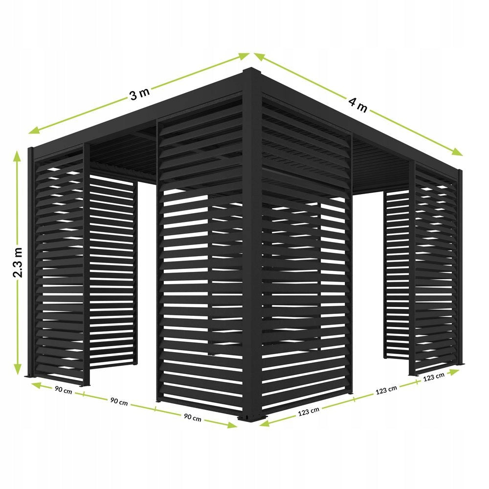 ALUMINUM LOUVER PANEL FOR PERGOLA 3M ANTHRACITE MOVABLE SIDE WALL THIS Width 0.9 m