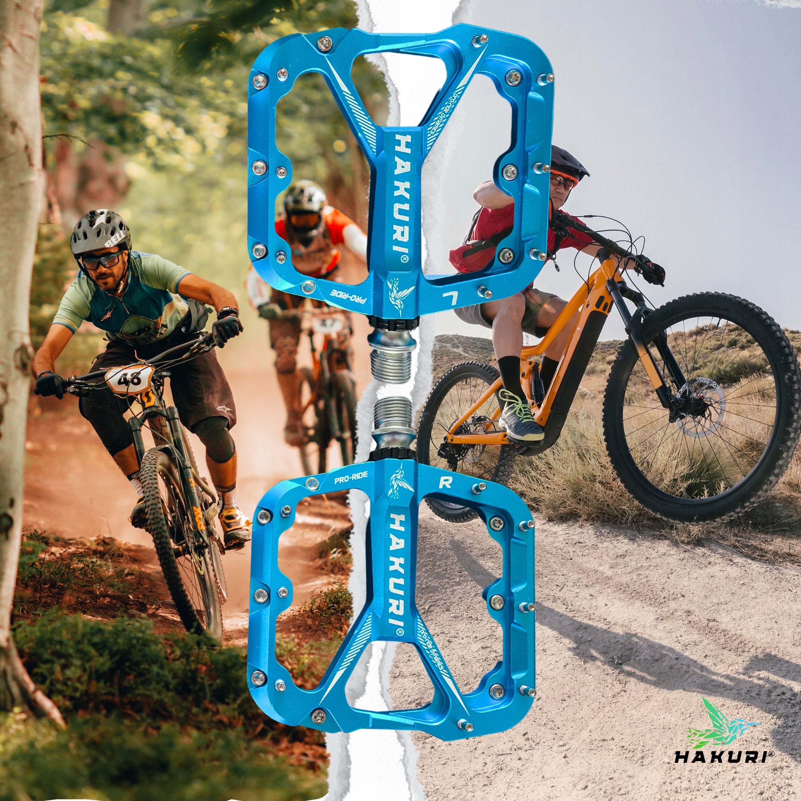ALUMINUM PLATFORM BICYCLE PEDALS WITH PINS 3 MACHINE BEARINGS LIGHTWEIGHT Manufacturer code PEDAŁY PLATFORMOWE HAKURI PRO-RIDE DYNAMICS