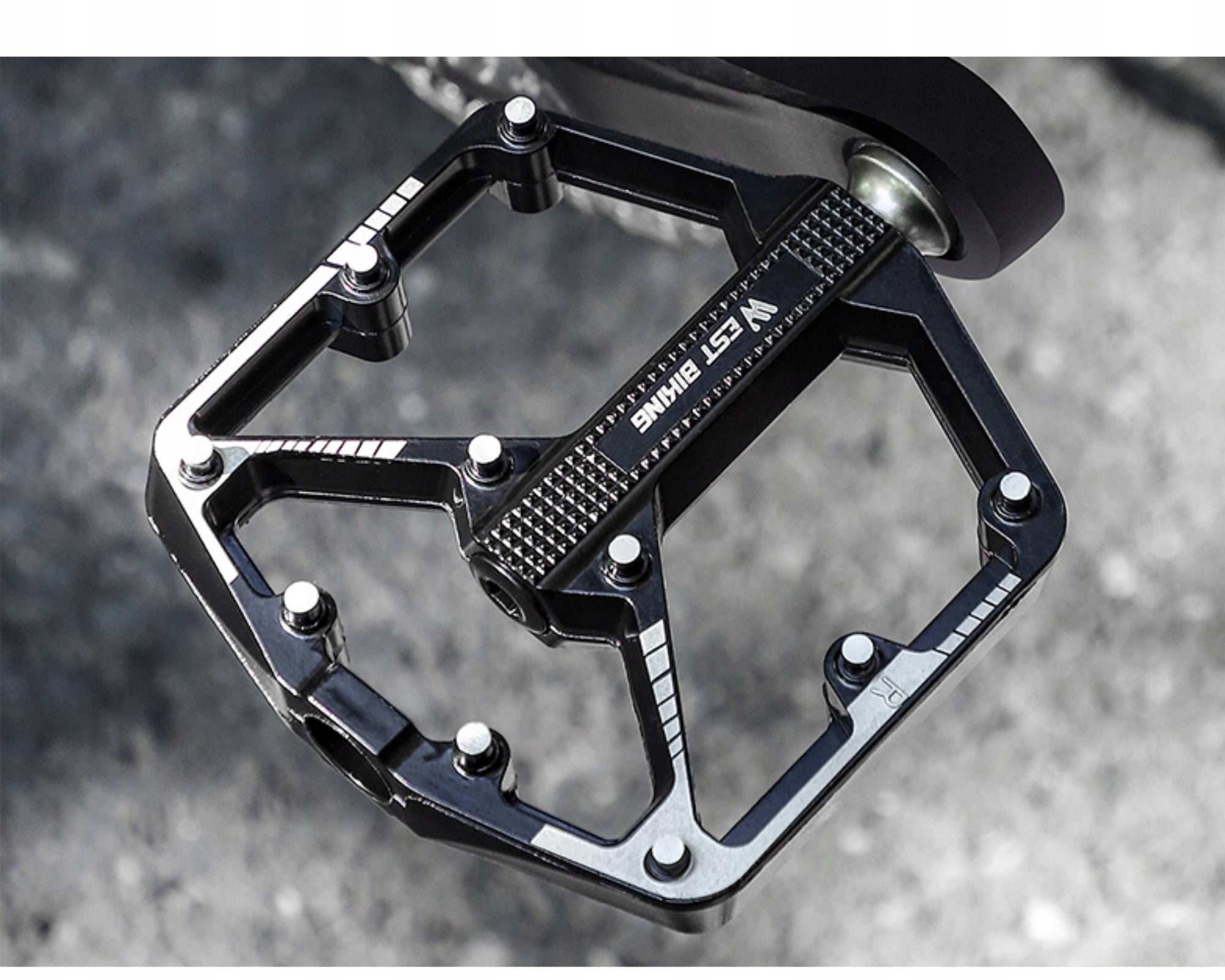 ALUMINUM PLATFORM BIKE PEDALS 3 MACHINE BEARINGS PINS WEST BIKING Manufacturer code R010
