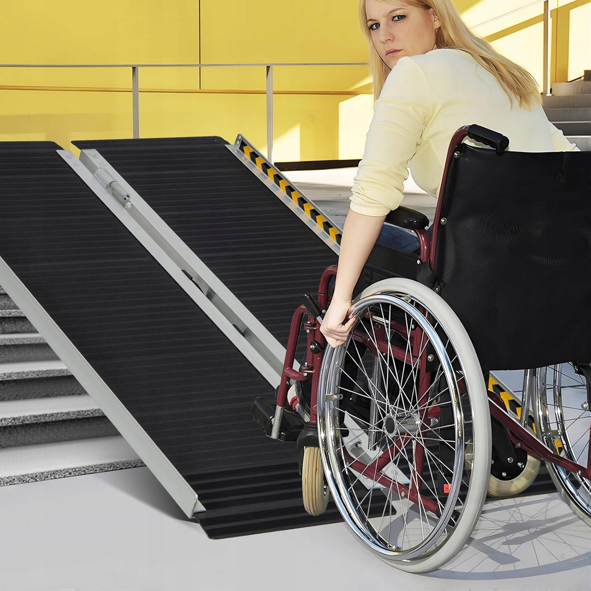 ALUMINUM RAMP TROLLEYS BICYCLES CURBS STAIRS 122X74CM 272KG FOLDING Brand Luka
