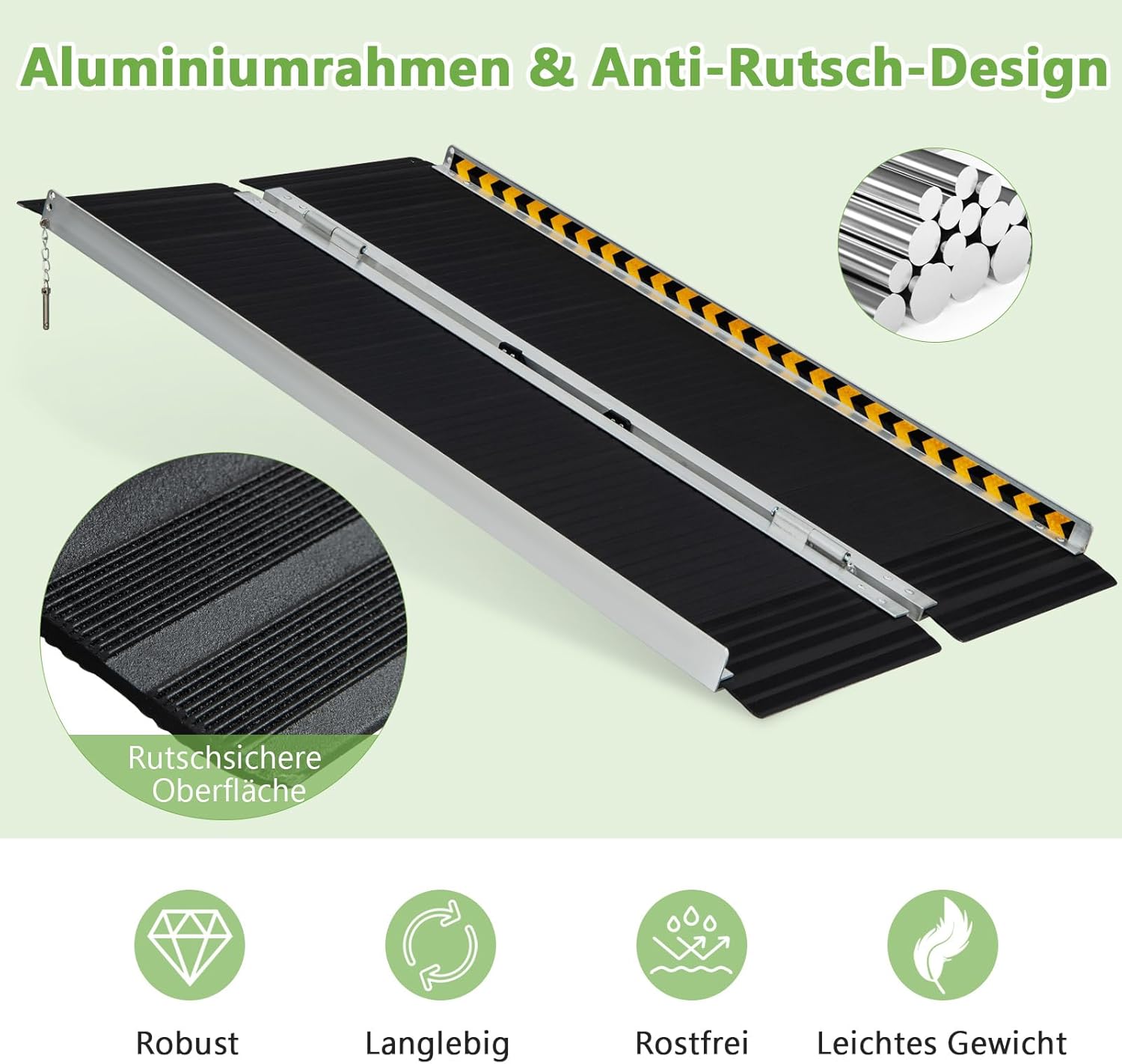 ALUMINUM RAMP TROLLEYS BICYCLES CURBS STAIRS 122X74CM 272KG FOLDING Manufacturer code 122X74S