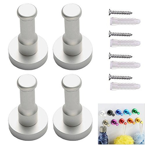 ALUMINUM SILVER WALL HOOKS FOR TOWEL CLOTHES SET OF 4 Brand no brand